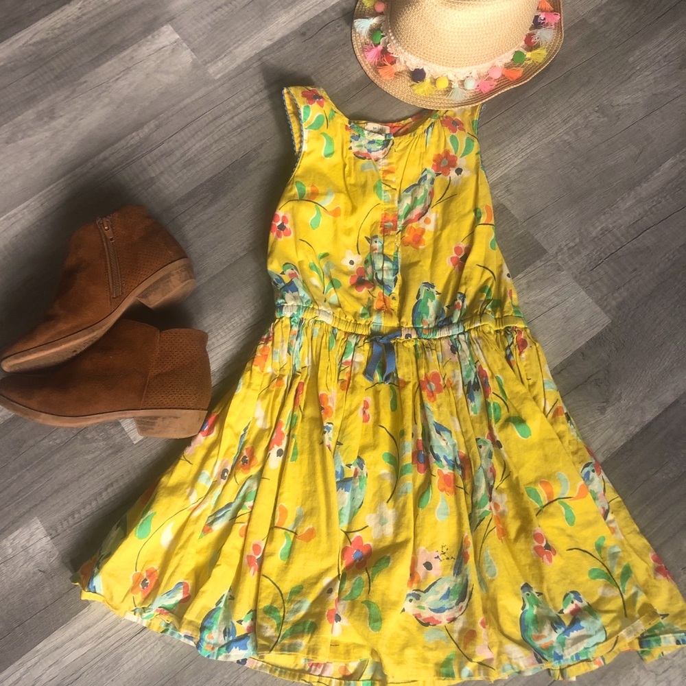 Mini Boden Bird Dress, size 6-7Y